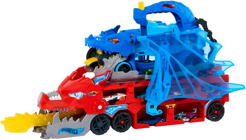 Hot Wheels City Hot Wheels Ultimate Dual Dragon Transporter & 2 1:64 Scale Cars