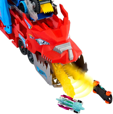 Hot Wheels City Hot Wheels Ultimate Dual Dragon Transporter & 2 1:64 Scale Cars