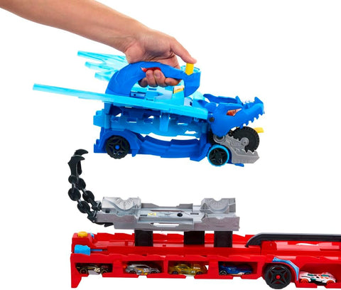 Hot Wheels City Hot Wheels Ultimate Dual Dragon Transporter & 2 1:64 Scale Cars