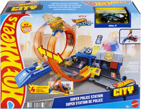 Hot Wheels City Super Police Station Playset With 1:64 Scale Police Car
