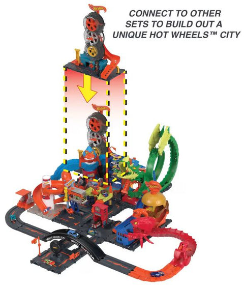 Hot Wheels City Super Twist Tire Shop Playset
