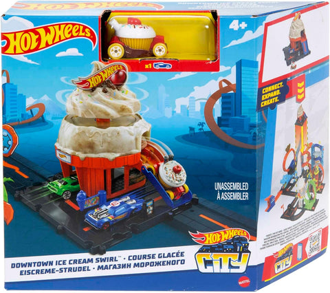 Hot Wheels Dowtown Ice Cream Swirl City Track Set