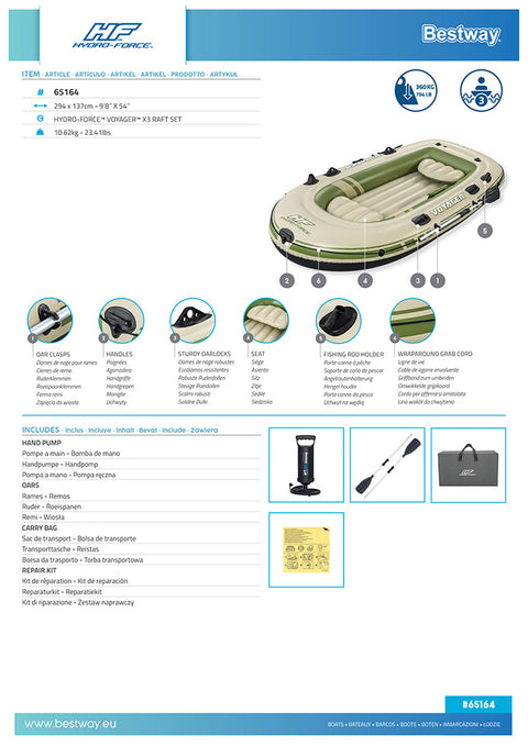 Bestway Hydro-Force Voyager X3 Raft Set 294x137cm