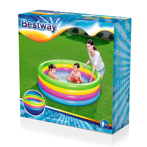 Bestway Inflatable 4-Ring Rainbow Play Pool 157x46cm