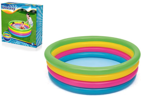 Bestway Inflatable 4-Ring Rainbow Play Pool 157x46cm