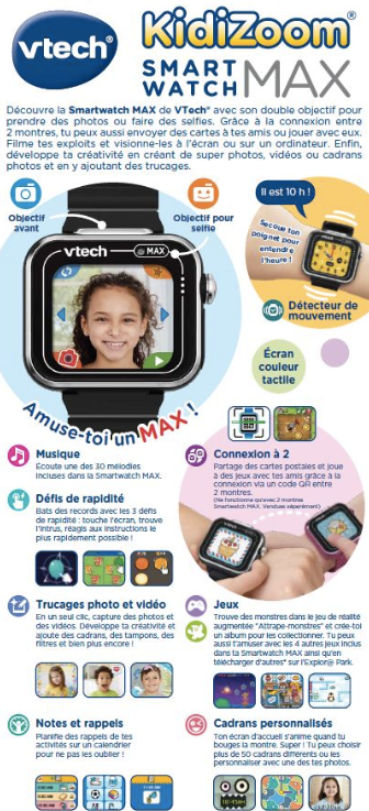 VTech KidiZoom Smartwatch MAX Noir