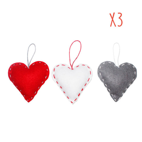 Loolipo Kit À Coudre En Feutrine 3 Coeurs, Poppy Heart