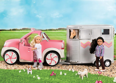Lori Ride & Shine Pickup Truck Pink for 15cm Dolls