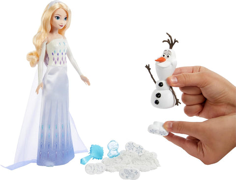 Disney Frozen Elsa & Olaf Adventures With Elsa Doll, Olaf Figure, Moldable Sand & 4 Stampers