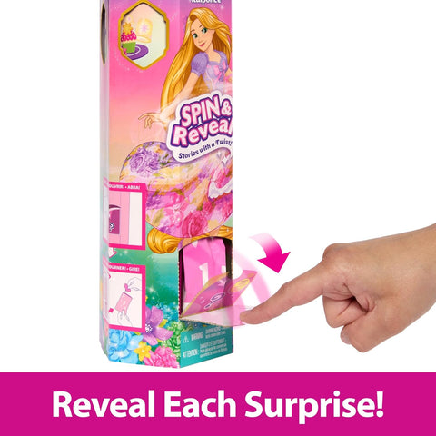 Disney Princess Rapunzel Fashion Doll Set, Spin & Reveal with 11 Surprises