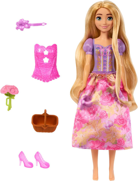 Disney Princess Rapunzel Fashion Doll Set, Spin & Reveal with 11 Surprises