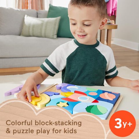 Fisher-Price Wooden Space Blocks Puzzle 42 Pieces