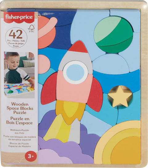 Fisher-Price Wooden Space Blocks Puzzle 42 Pieces