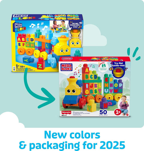 Mega Bloks First Builders ABC Musical Train Blocks 50 Pieces