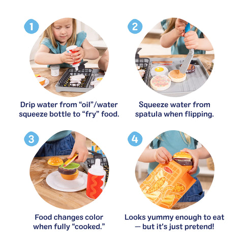 Melissa & Doug Water WOW! Flip & Fry Grill Play Set with Color Changing