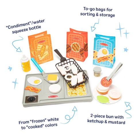 Melissa & Doug Water WOW! Flip & Fry Grill Play Set with Color Changing