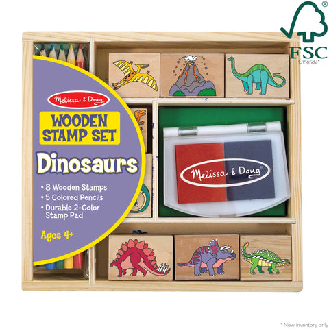 Melissa & Doug Wooden Stamp Set Dinosaurs