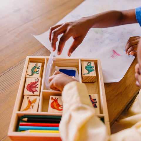 Melissa & Doug Wooden Stamp Set Dinosaurs