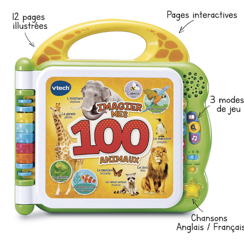VTech Mon Imagier Des Animaux Bilingue, 100 Words Animals English/Français