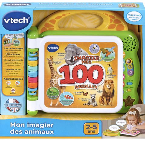 VTech Mon Imagier Des Animaux Bilingue, 100 Words Animals English/Français