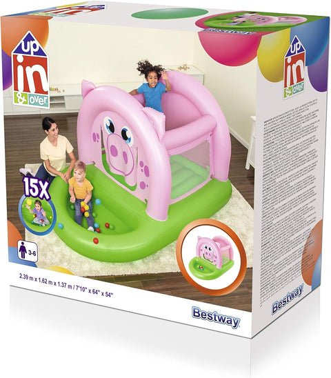 Bestway Oinkster Pig Bouncer and Ball Pit, With 15 Play Balls 239x162x137cm