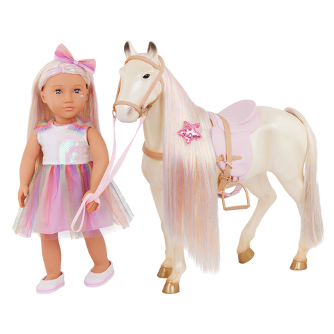 Our Generation Enchanting Horse 20" Horse with Ultra-Long Rainbow Hair