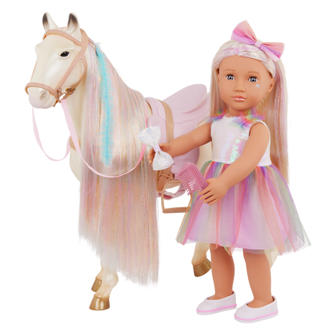 Our Generation Enchanting Horse 20" Horse with Ultra-Long Rainbow Hair