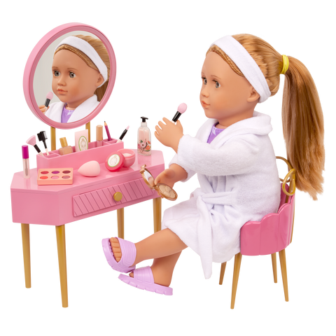 Our Generation Fabulous Fun Vanity Set Pink Vanity Table & Accessories for 18" Dolls
