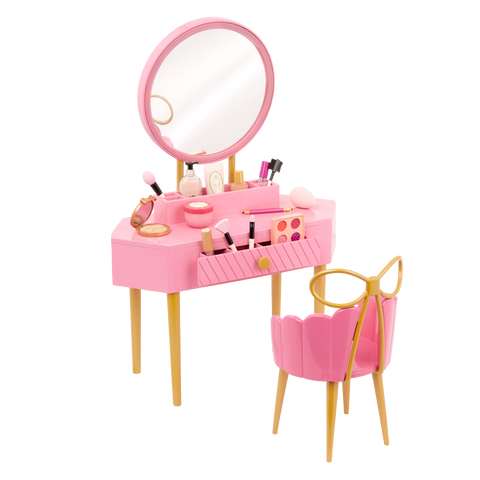 Our Generation Fabulous Fun Vanity Set Pink Vanity Table & Accessories for 18" Dolls