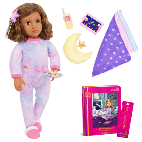 Our Generation Luna Posable 18" Slumber Party Doll & Storybook