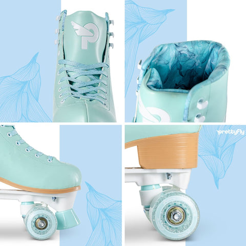 Yvolution PrettyFly Retro Roller Skates, Pastel Green Adjustable Size 35-38