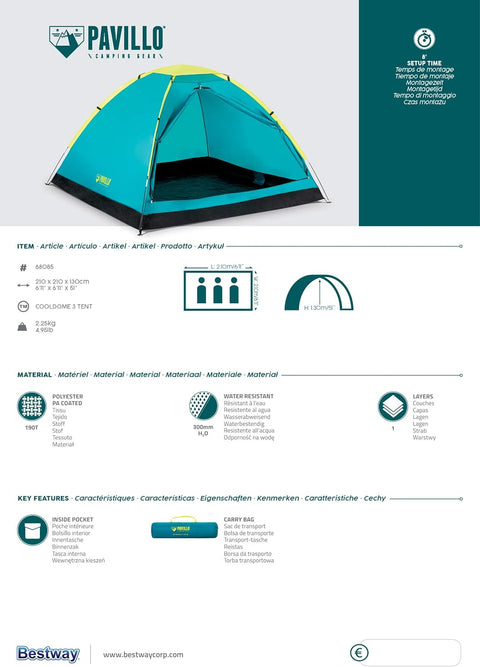 Bestway Pavillo Cooldome 3 Tent 210x210x130cm