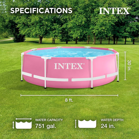 Intex Pink Metal Frame Above Ground Pool 244x76cm