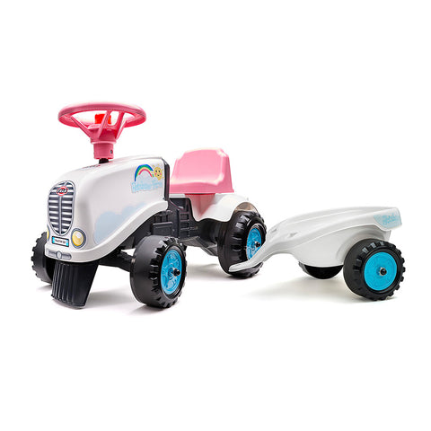 Rainbow Farm Ride-On Tractor With Trailer, Pink