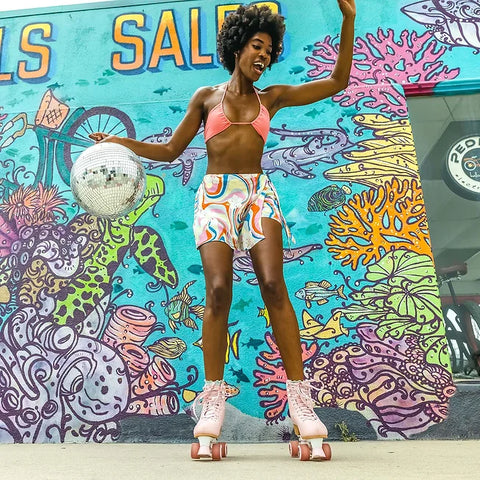 Yvolution PrettyFly Retro Roller Skates, Pastel Green Adjustable Size 35-38