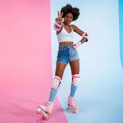 Yvolution PrettyFly Retro Roller Skates, Pastel Green Adjustable Size 35-38