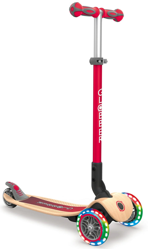 Globber Primo Foldable Wood Lights Wooden Scooter 3-7 Years