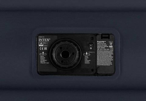 Intex Queen Deluxe Raised Air Mattress Light Grey with Built-In-Pump 203x152x42cm