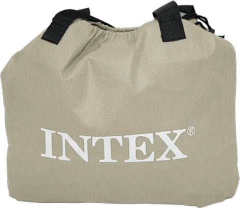 Intex Queen Deluxe Raised Air Mattress Light Grey with Built-In-Pump 203x152x42cm