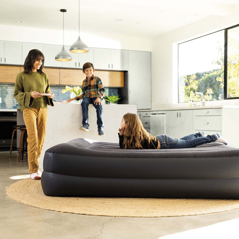 Intex Queen Dura-Beam Pillow Rest Raised Air Mattress With Built-In Pump 203x152x42cm