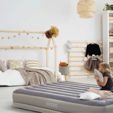 Intex Queen Dura-Beam Prestige Air Mattress With Fastfill USB Pump 203x152x30cm