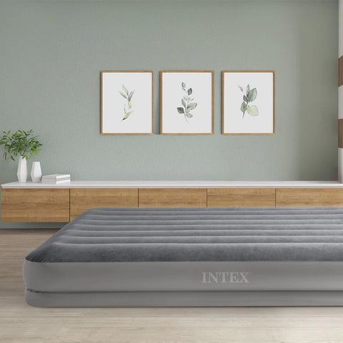 Intex Queen Dura-Beam Prestige Air Mattress With Fastfill USB Pump 203x152x30cm