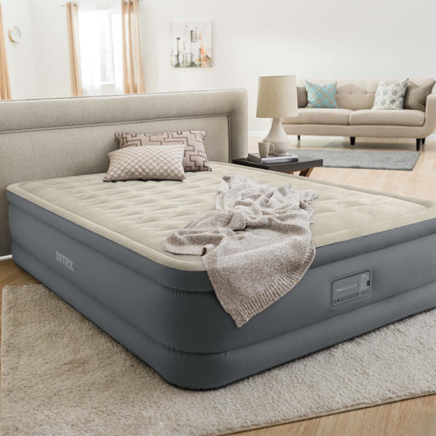 Intex Queen Premaire II Elevated Airbed With Digital Build in Pump 203x152x46cm