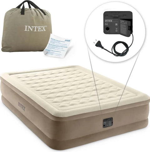 Intex Queen Dura-Beam Ultra Plush Raised Air Mattress with Built-In-Pump 152×203x46cm