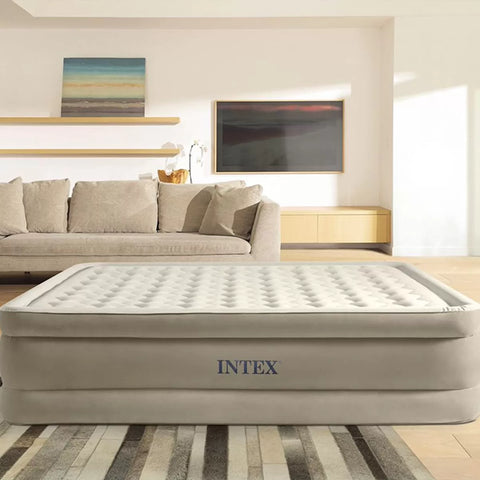 Intex Queen Dura-Beam Ultra Plush Raised Air Mattress with Built-In-Pump 152×203x46cm