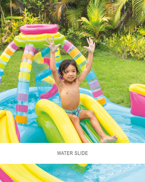 Intex Rainbow Funnel Inflatable Play Center With Slide 295x191x109cm