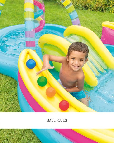 Intex Rainbow Funnel Inflatable Play Center With Slide 295x191x109cm