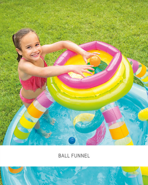 Intex Rainbow Funnel Inflatable Play Center With Slide 295x191x109cm