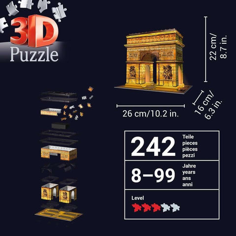 Ravensburger Arc De Triomphe Night Edition 3D Puzzle 216 Pieces