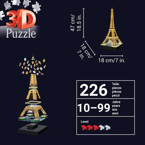 Ravensburger Eiffel Tower Night Edition 3D Puzzle 226 Pieces